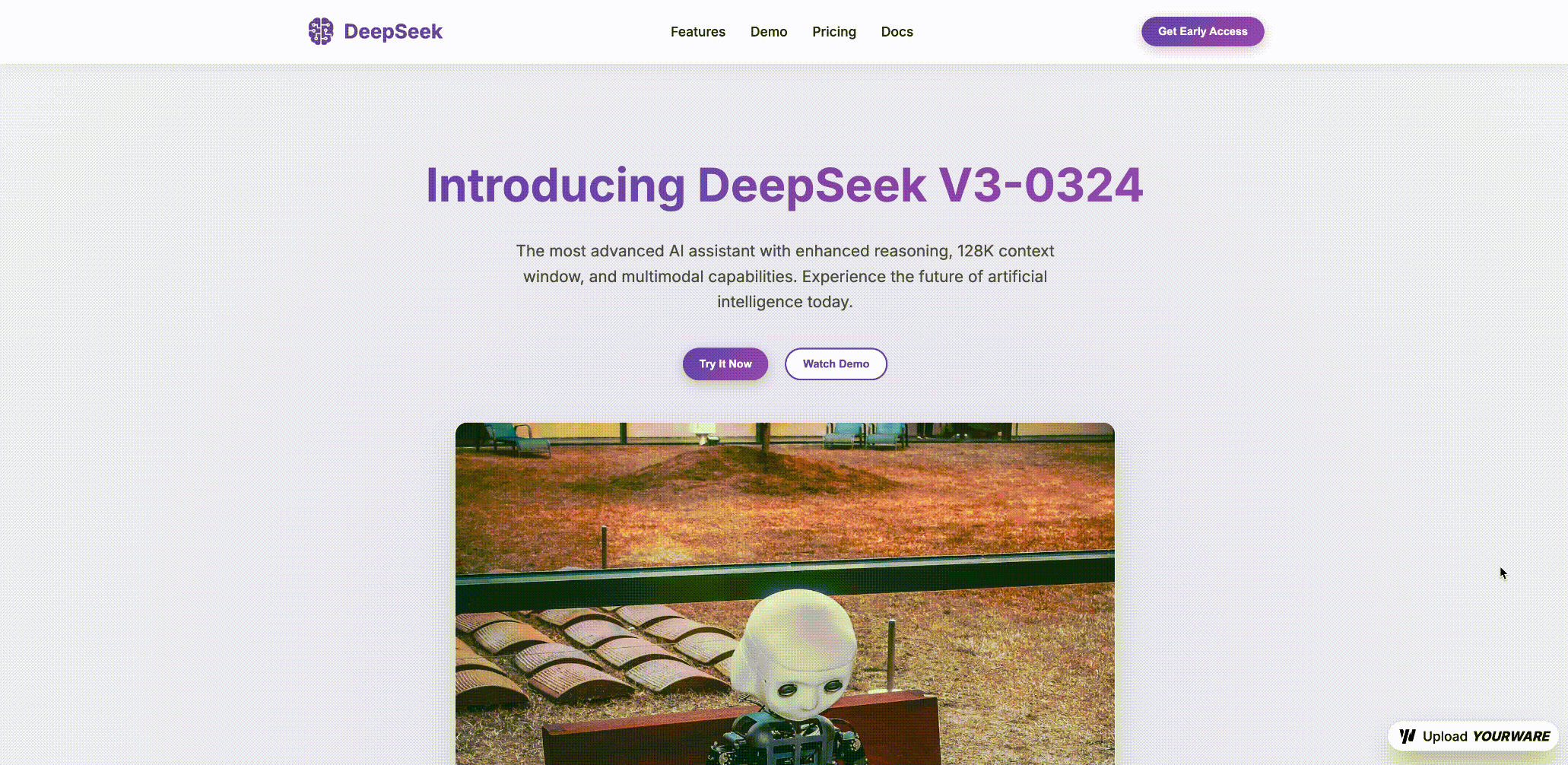 DeepSeek V3 landing page demonstration